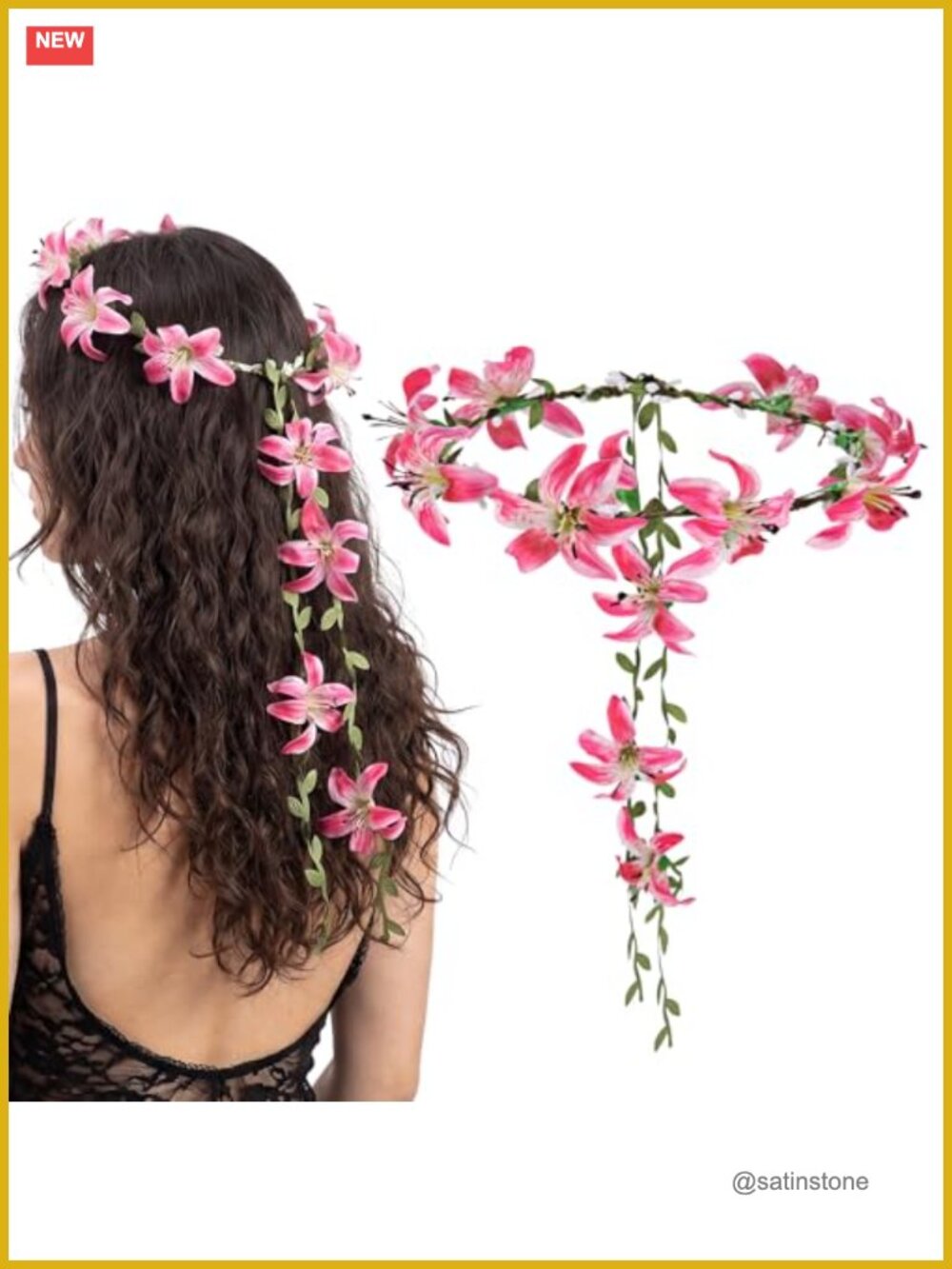 2-Pack Lily Flower Crown Boho Floral Headband Polyester